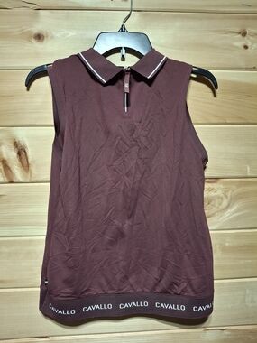 Cavallo Women's Sleeveless Polo Tank in Burgundy